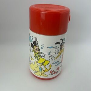 Vintage Disney Aladdin Thermos Mickey‎ Mouse Goofy Donald Duck Underwater 8oz